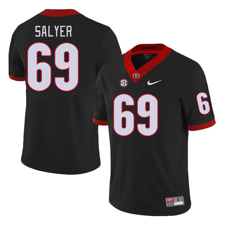 #69 Jamaree Salyer Georgia Bulldogs Jerseys Football Stitched-Retro Black